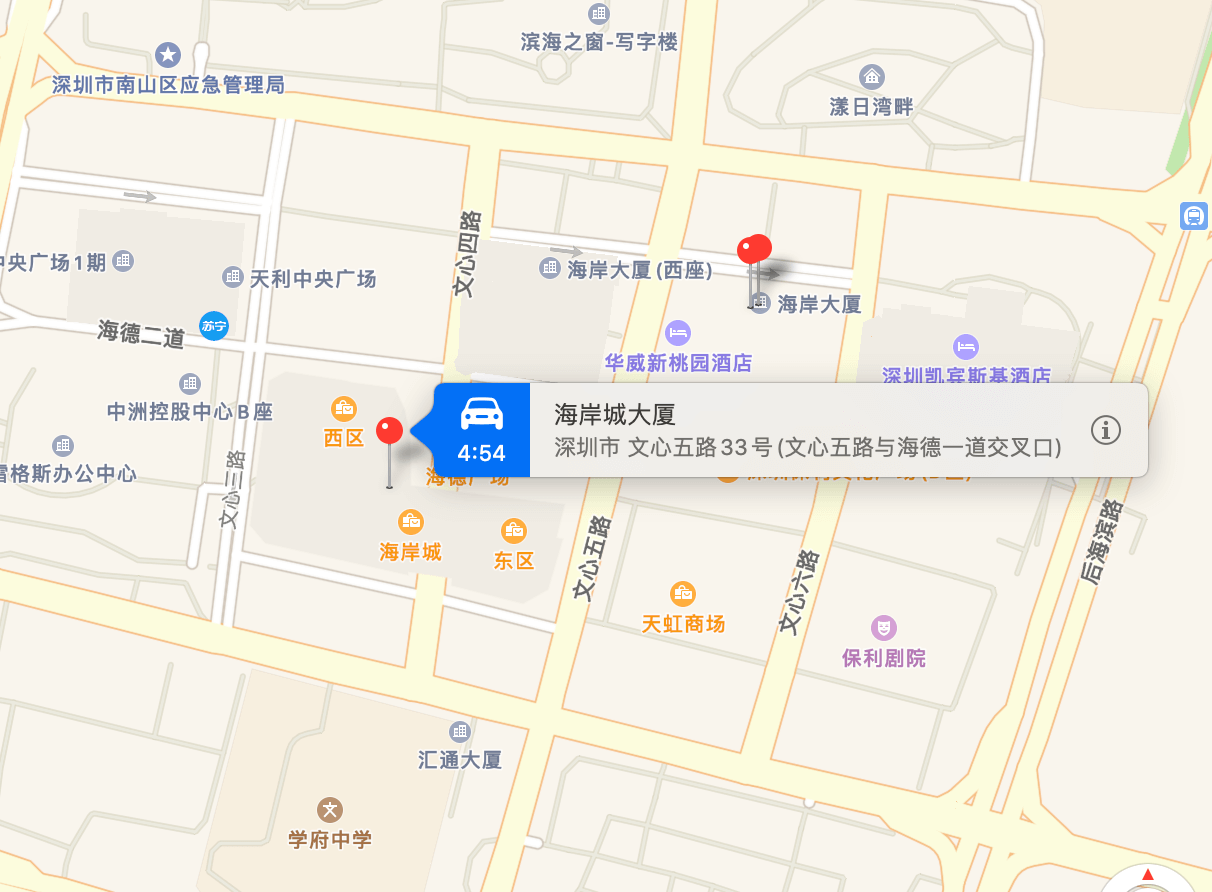 海岸城地图示意