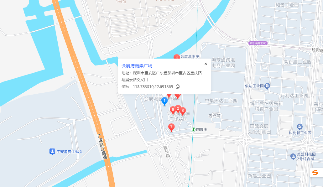 会展湾南岸广场地图示意