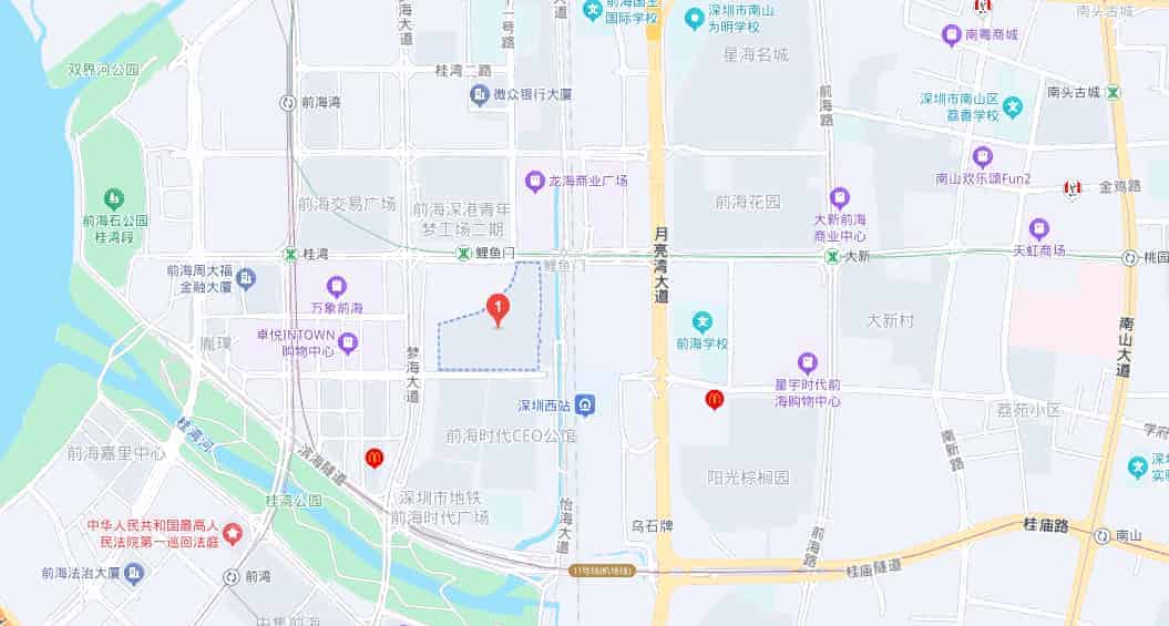 前海深港基金小镇地图示意