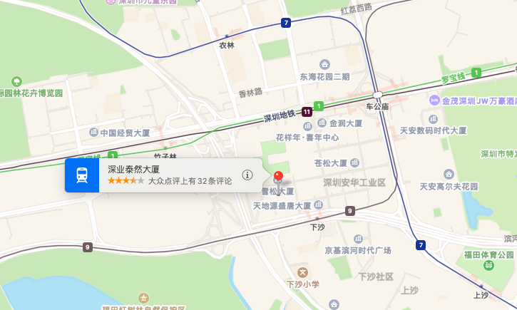 深业泰然大厦地图示意