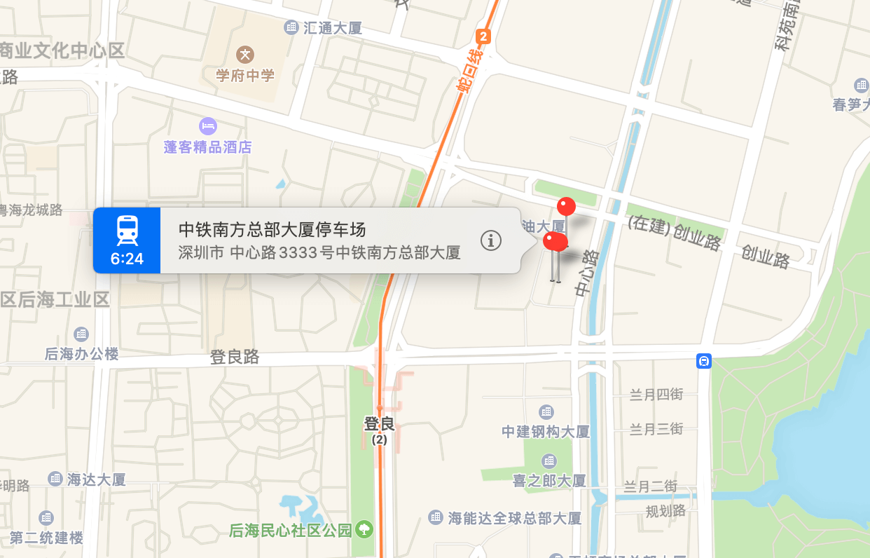中铁南方总部大厦地图示意